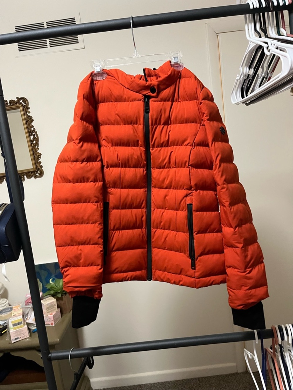 Michael Kors Orange Quilted Down-Blend Puffer Jacket